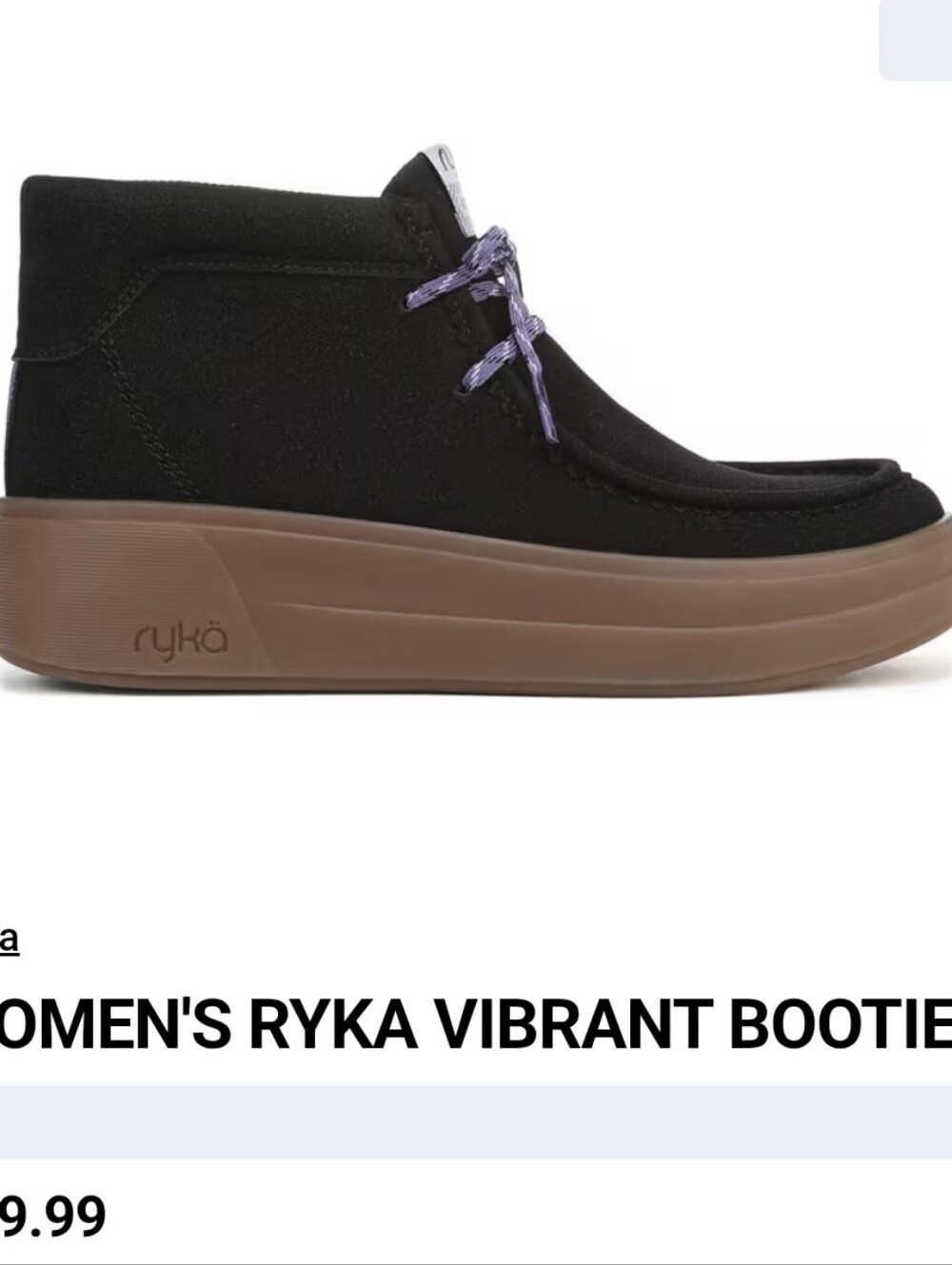 Ryka Ankle Bootie Size 9 Black/With Blue Laces - Picture 8 of 10